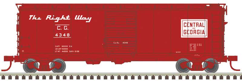 Atlas N 1932 ARA 40' Steel Boxcar - Ready to Run - Master(R) -- Central of Georgia 4264 (Boxcar Red, white, The Right Way Slogan) - ATL50006095