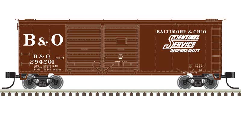 Atlas N 40' Double-Door Boxcar - Ready to Run -- Baltimore & Ohio #294214 (Boxcar Red, white, Sentinel Service)