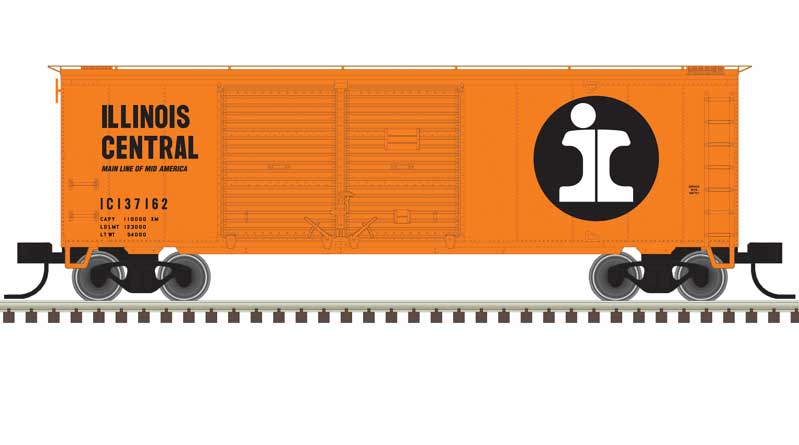 Atlas N 40' Double-Door Boxcar - Ready to Run -- Illinois Central #137162 (orange, black)