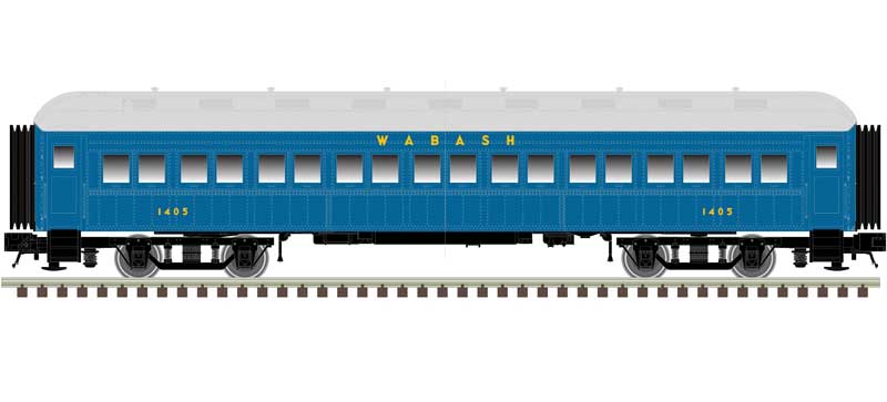 Atlas N ACF Heavyweight 60' Coach - Ready to Run -- Wabash #1404 (blue, gray) - ATL50006251