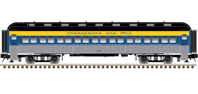 Atlas N ACF Heavyweight 60' Coach - Ready to Run -- Chesapeake & Ohio #706 (blue, gray, yellow) - ATL50006253