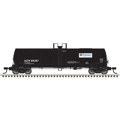 Atlas N ACF 17,360-Gallon Tank Car - Ready to Run - Master(R) -- Pennwalt Chemicals ACFX #85399 (black, blue, white)