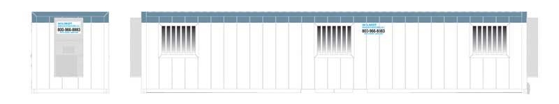 Atlas HO 40' Mobile Office Container - Assembled -- Wilmot (white, blue)