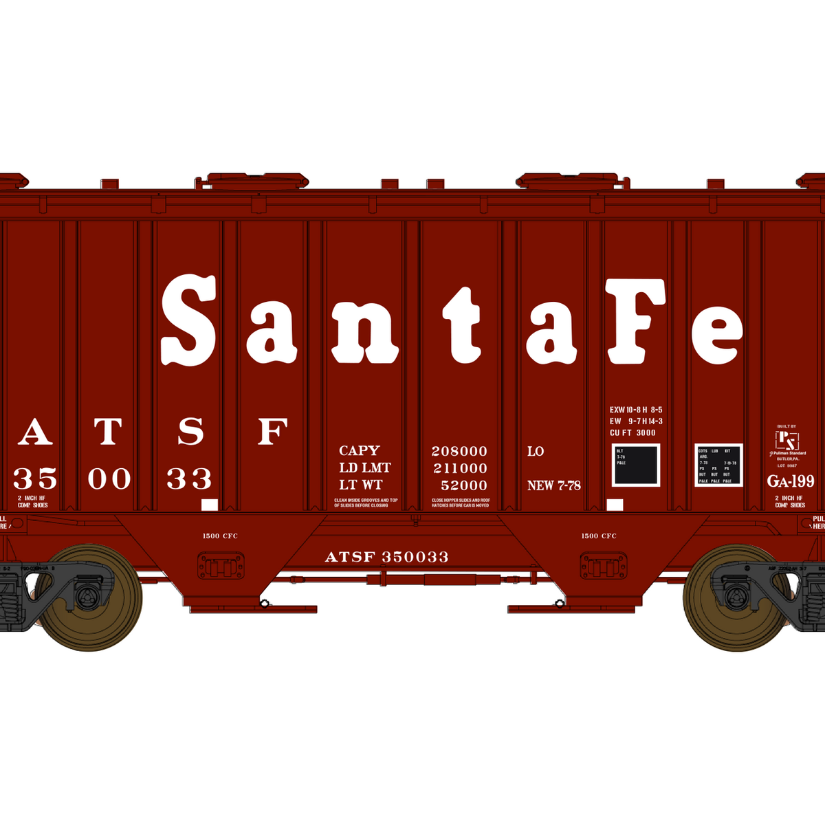 Class One Model Works PS 3000CD Two-Bay Hopper Car - Santa Fe ATSF 350 ...