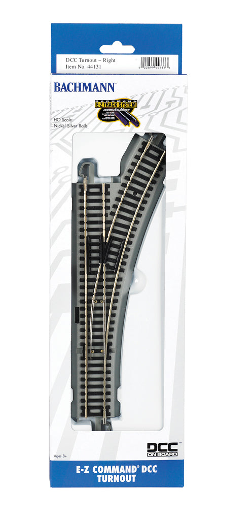 Bachmann Trains HO Decoder-Equipped Nickel Silver E-Z Track(R) Turnout -- Right-Hand - BAC44131
