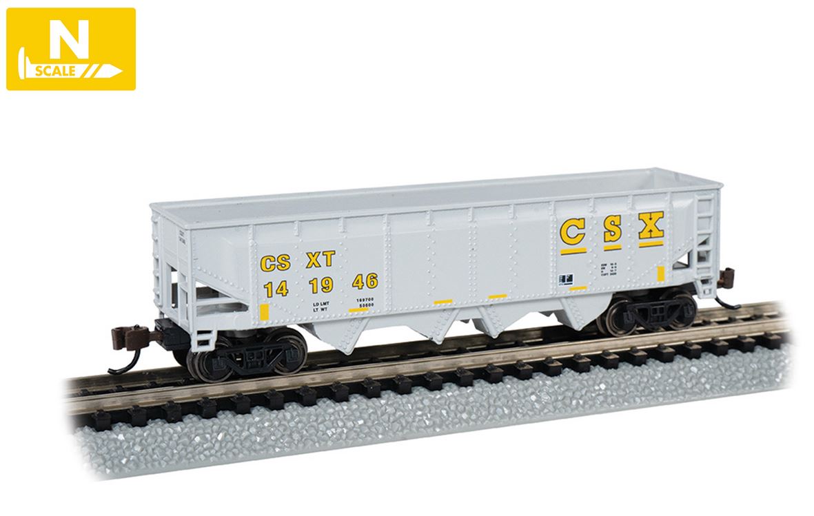 Bachmann Trains 40' Quad Hopper - Ready to Run -- CSX 141946 (gray, yellow conspicuity markings) - BAC73351