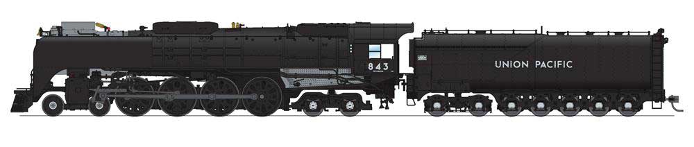 Broadway Limited Class FEF-3 4-8-4 - Sound and DCC - Paragon4 -- Union Pacific 843 (black, graphite) - BLI6641