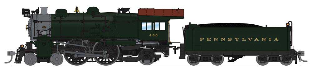 Broadway Limited HO Class E6 4-4-2 Atlantic, Postwar - Sound & DCC - Paragon4 -- Pennsylvania Railroad #460 (Museum Scheme; Brunswick Green, graphite, Tuscan) - BLI6707