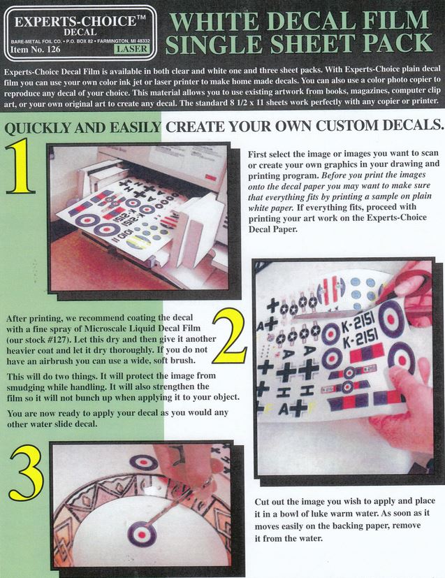 Bare Metal Foil White Decal Film Laser - Single pack - BMF126