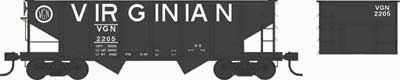 Bowser PRR Class GLa 2-Bay Open Hopper - Ready to Run -- Virginian 2237 (black, billboard lettering) - BOW38171