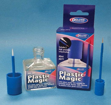 Deluxe Materials Plastic Magic Thin Plastic Cement w/2 Brushes - 1 Second Cement -- 1.4oz 40mL - DLMAD77