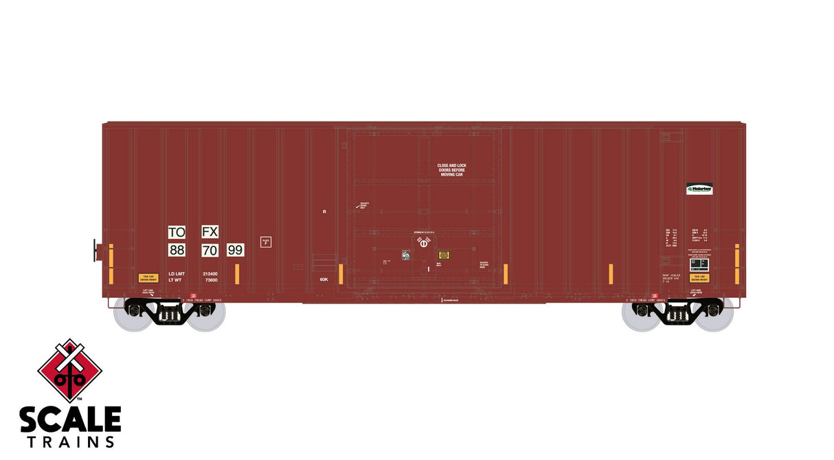 ExactRail Evolution HO Scale Gunderson 6269 High-Cube Boxcar, TOFX/ex-Illinois Central Patch/Malarkey Roofing Products #887099