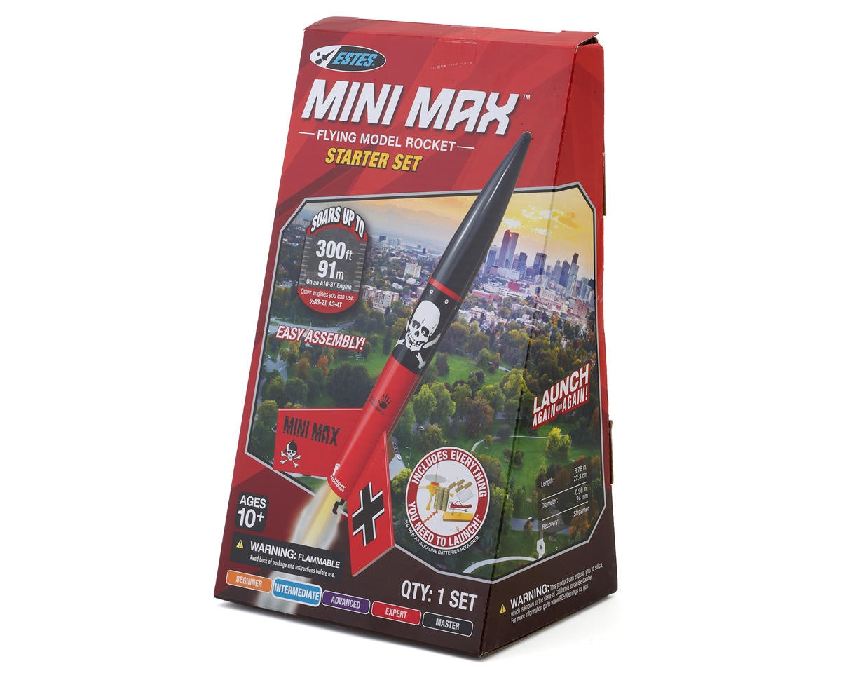 Estes Mini Der Red Max Flying Model Rocket Starter Set