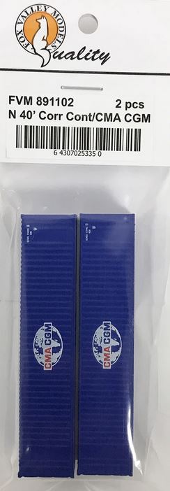 Fox Valley Models N FVM 891102 40' Corrugated Container/ CMA/CGM 2 Pack - FVM891102
