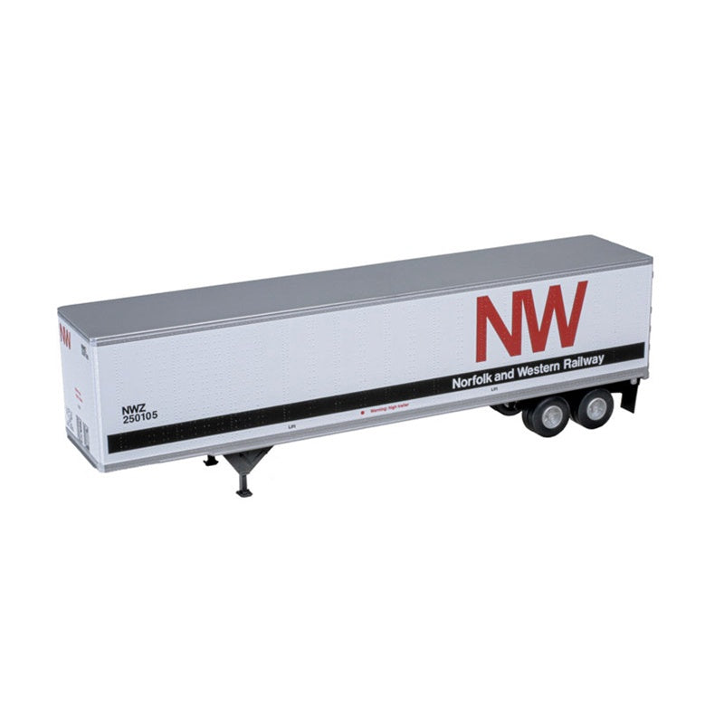 Atlas HO 45' Pines Trailer - Assembled -- Norfolk & Western #250105 (white, black, orange NW)