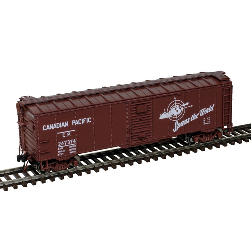 Atlas HO 40' Minibox Boxcar - Ready to Run - Master(R) -- Canadian Pacific #241170 (Boxcar Red, Spans the World logo)