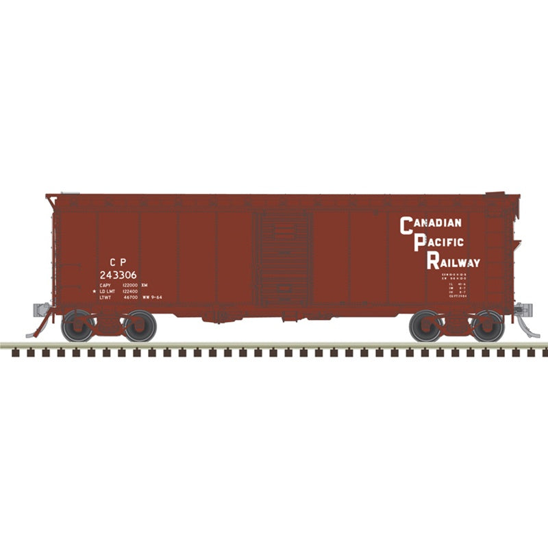 Atlas HO 40' Minibox Boxcar - Ready to Run - Master(R) -- Canadian Pacific #243306 (Boxcar Red, Stepped Lettering)