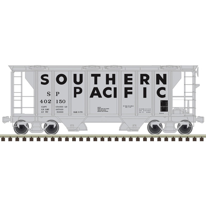 Atlas HO PS-2 2-Bay Covered Hopper - Ready to Run -- Southern Pacific #402177 (gray, black, Large Block Lettering)