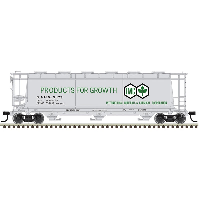Atlas HO ACF 3-Bay Cylindrical Hopper - Ready to Run - Maaster(R) -- International Minerals & Chemical NAHX #51260 (gray, green, black)