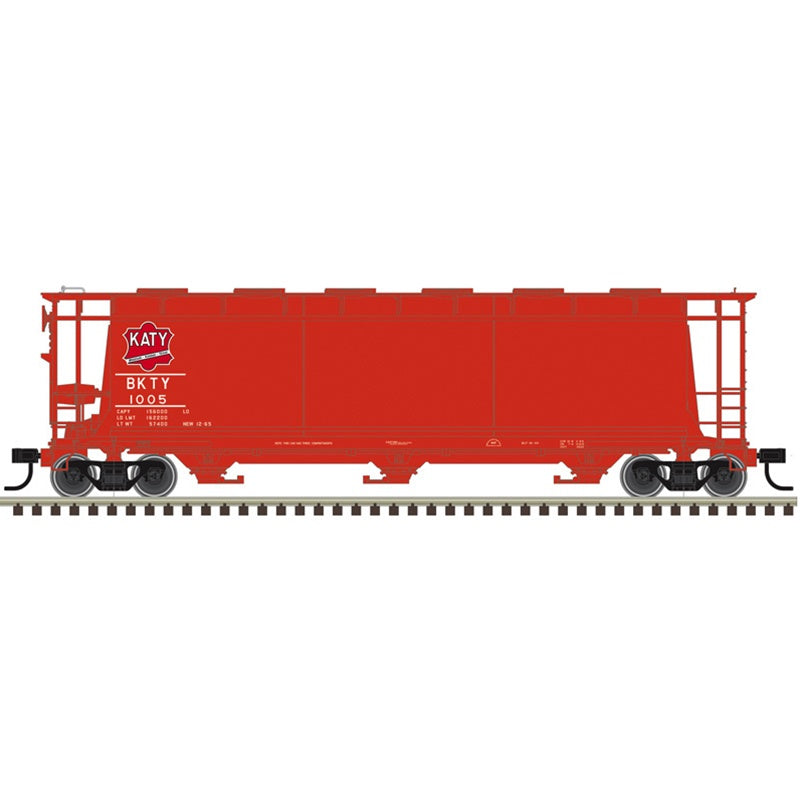 Atlas HO ACF 3-Bay Cylindrical Hopper - Ready to Run - Maaster(R) -- Missouri-Kansas-Texas BKTY #1016 (red, Katy Logo)