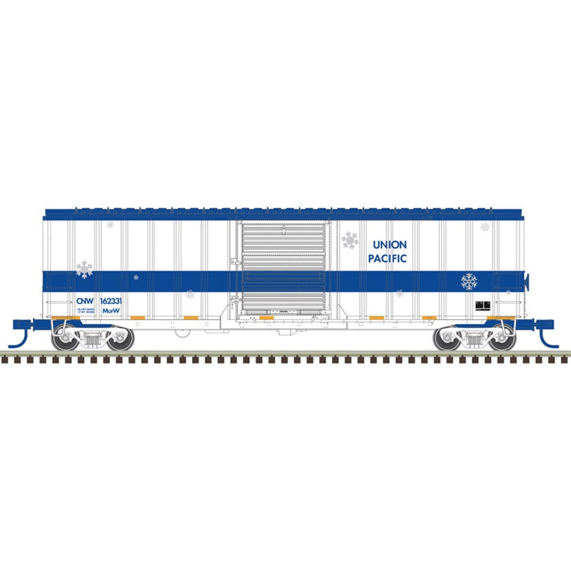 Atlas HO ACF(R) 50'6" Boxcar - Ready to Run -- Union Pacific #162331 (Blizzard Bus Scheme, white, blue, yellow)