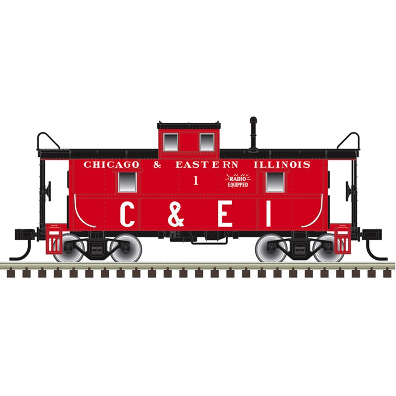 Atlas HO C&O - Style Steel Center-Cupola Caboose - Ready to Run -- Chicago & Eastern Illinois #1 (red, black, white)