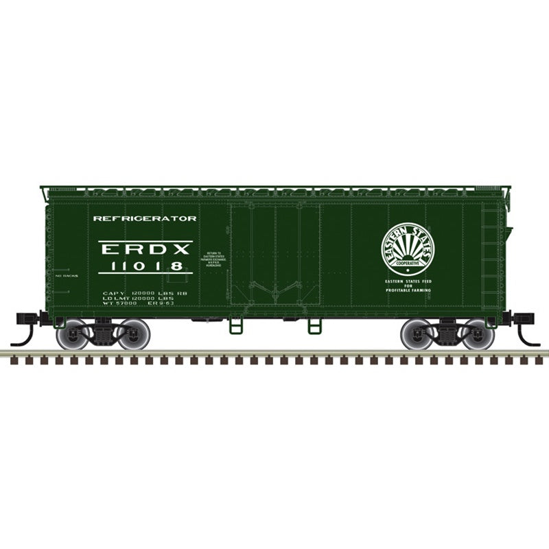 Atlas HO 40' Plug-Door Boxcar - Ready to Run -- Eastern States Merchants Despatch ERDX #11018 (green white)