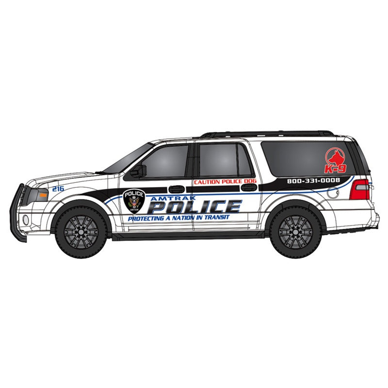 Atlas HO 2007 Ford Expedition - Assembled -- Amtrak (white, black, blue)