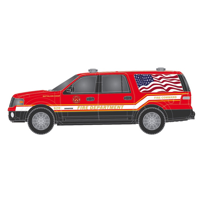 Atlas HO 2007 Ford Expedition - Assembled -- Fire Department (Battalion Chief, red, white)