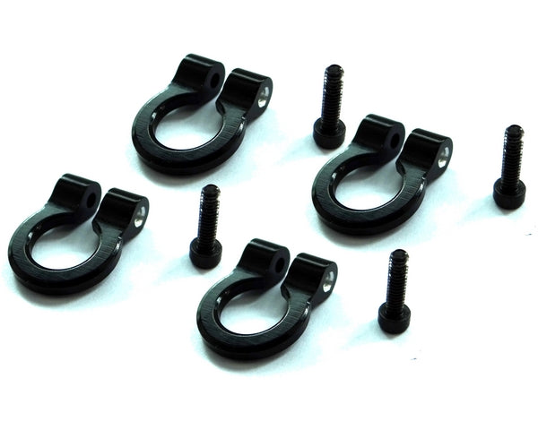 Hot Racing 1/10 Scale Aluminum Black Tow Shackle D-Rings (4pcs) - HRAACC80801