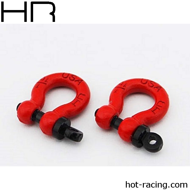Hot Racing 1/10 Scale Aluminum Red Tow Shackle D-Rings (4) - HRAACC808X02