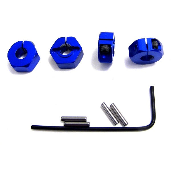 Hot Racing Blue Aluminum Locking 12mm Wheels Hex Kit - HRASLF1006