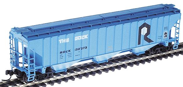 Intermounain Railway PS2CD 4750 Cubic Foot 3-Bay Covered Hopper - Ready to Run -- Rock Island (blue) - IMR45308