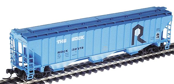 Intermounain Railway PS2CD 4750 Cubic Foot 3-Bay Covered Hopper - Ready to Run -- Rock Island (blue w/black & white herald, white lettering) - IMR65308