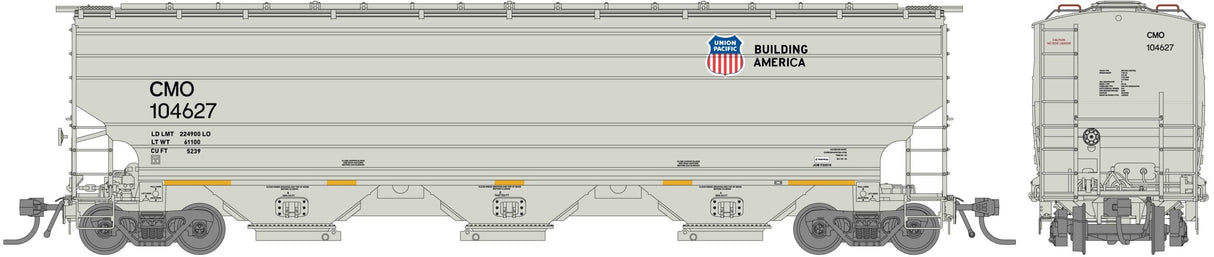 Jackson Railcar H501037 - Trinity 5239 3-Bay Covered Hopper Union Pacific (CMO) 104627 - HO Scale