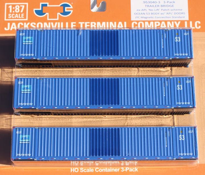 Jacksonville Terminal HO TRAILER BRIDGE 53' CONTAINER 3/PK - JTC953040