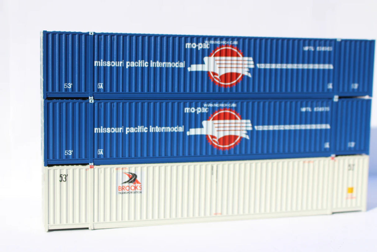 Jacksonville Terminal HO MOPAC & BRKS 53' CONTAINER 3/PK - JTC953058