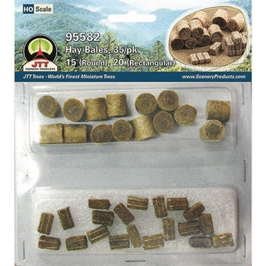 JTT Miniature Tree Hay Bales -- 15 Round and 20 Rectangular - JTT95582
