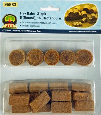 JTT Minature Tree - Hay Bales -- 5 Round and 16 Rectangular - JTT95583