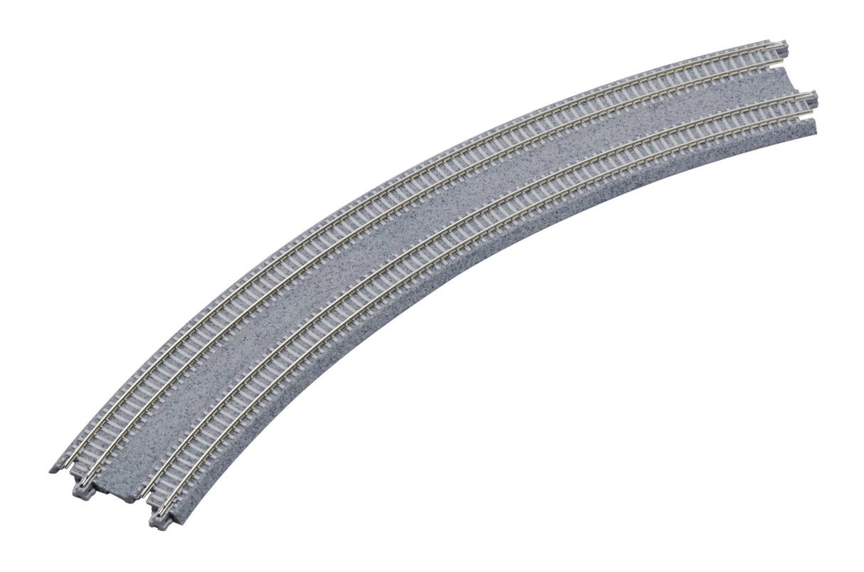 Kato Curved Double Concrete Tie Superelevated Track - Unitrack -- 18-7/8 & 17-5/8" 480 & 447mm Radius 22.5-Degree Sections pkg(2) - KAT20185
