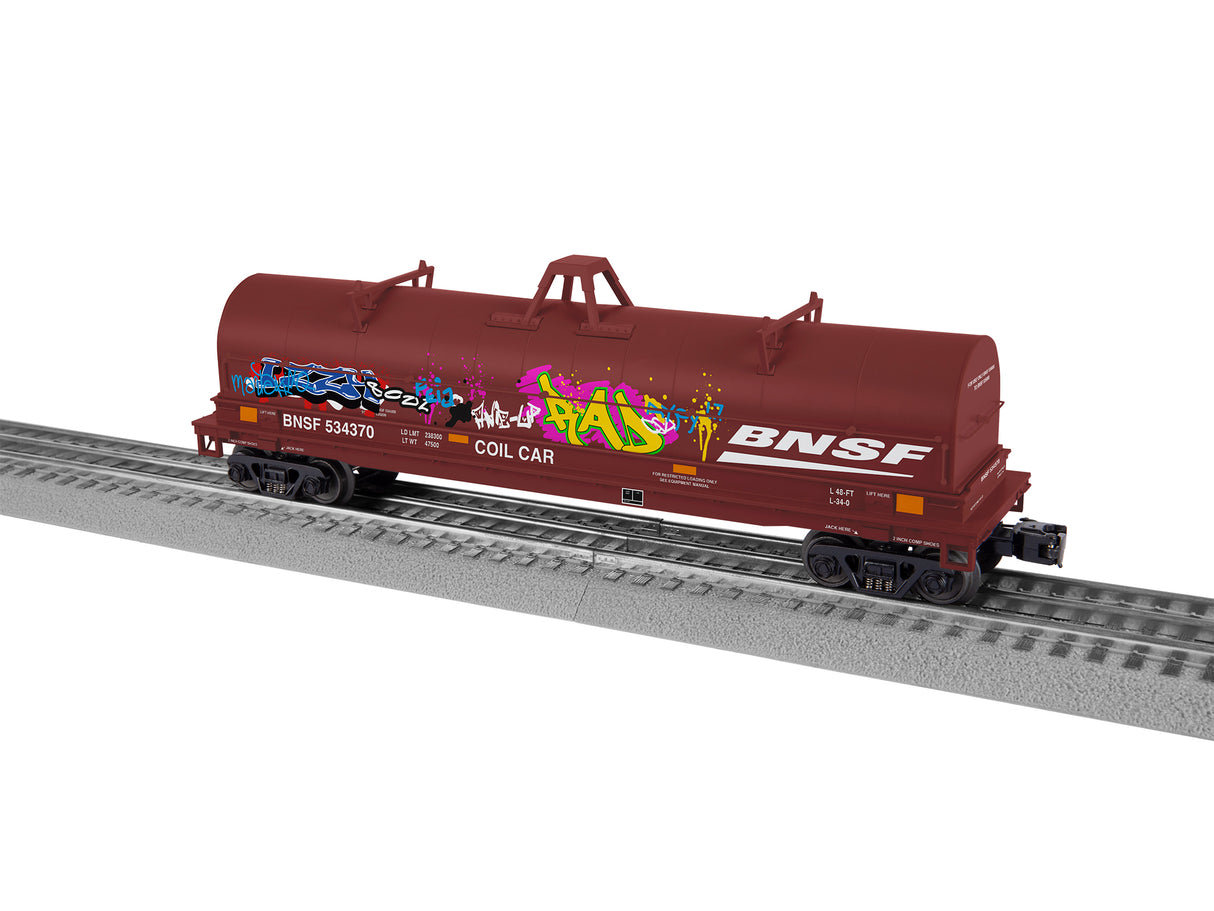 Lionel O Coil Car BNSF #534370 w/Graffiti - LNL2226520