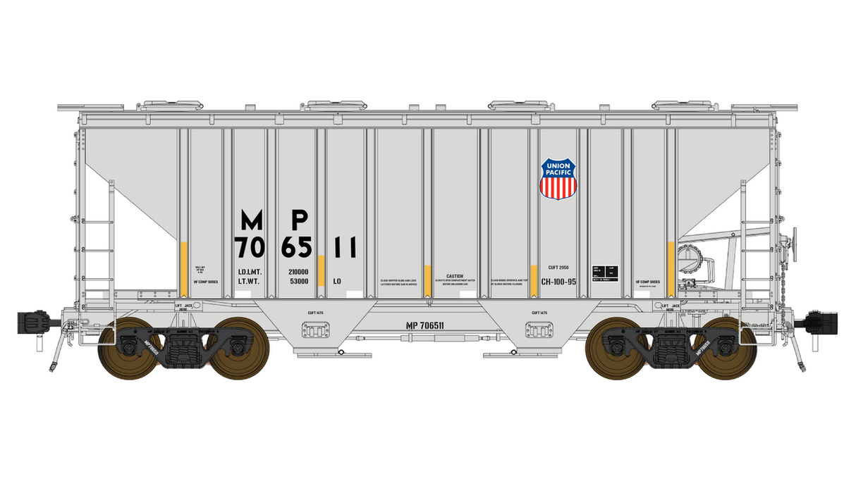 Class One Model Works PS 3000CD Two-Bay Hopper Car - MP/UP Merger MP 706511