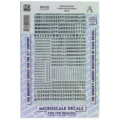 Microscale HO LETTERS/NUMBERS GOTHIC - BLACK - MSI90102