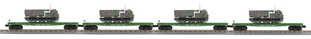 MTH - Mikes Train House MTH3070118 O 4-Flat Car w/ M270 Rocket Launcher Vehicle Set - MTH3070118