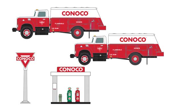 Classic Metal Works N IH R-190 Tank Truck, Conoco w/Sign & Gas Pump(2) - MWI60000