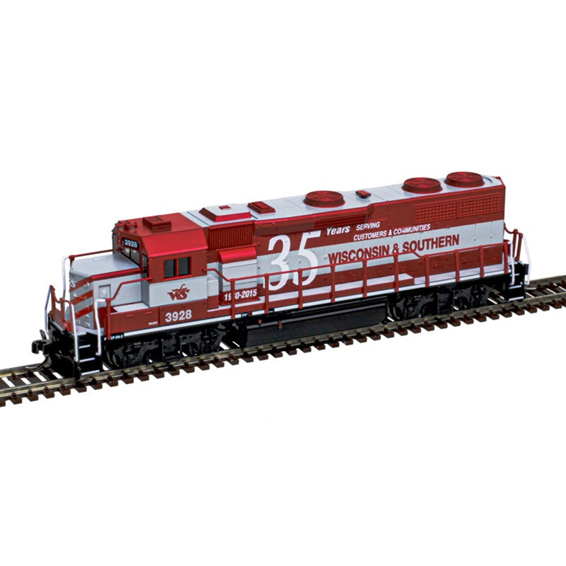 Atlas N EMD GP39-2 Phase I - Standard DC - Master(R) Silver -- Wisconsin & Southern #3928 (35th Anniversary, gray, red)