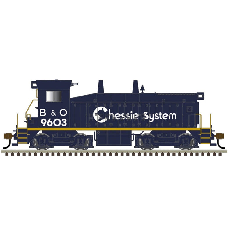 Atlas N EMD SW9/1200 - LokSound and DCC - Master(R) -- Chessie System B&O #9603 (blue, white, yellow)