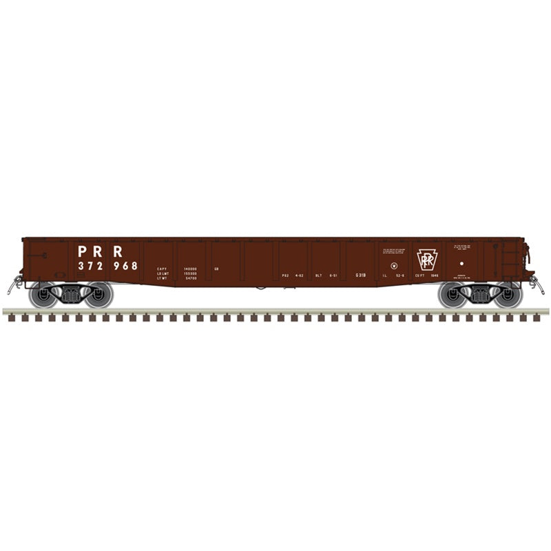 Atlas N ACF 70-Ton 52' Gondola - Ready to Run - Master(R) -- Pennsylvania Railroad (PRR) #373249 (Boxcar Red, white, Plain Keystone)