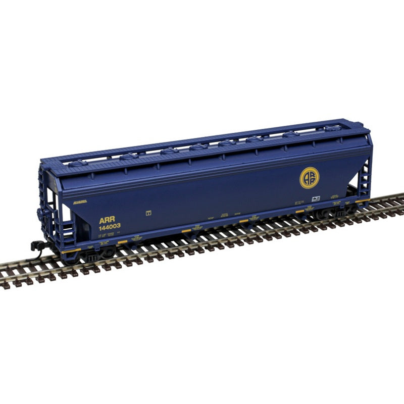 Atlas N ACF 5250 4-Bay Centerflow Hopper - Ready to Run -- Alaska Railroad (ARR) #144027 (blue, yellow)
