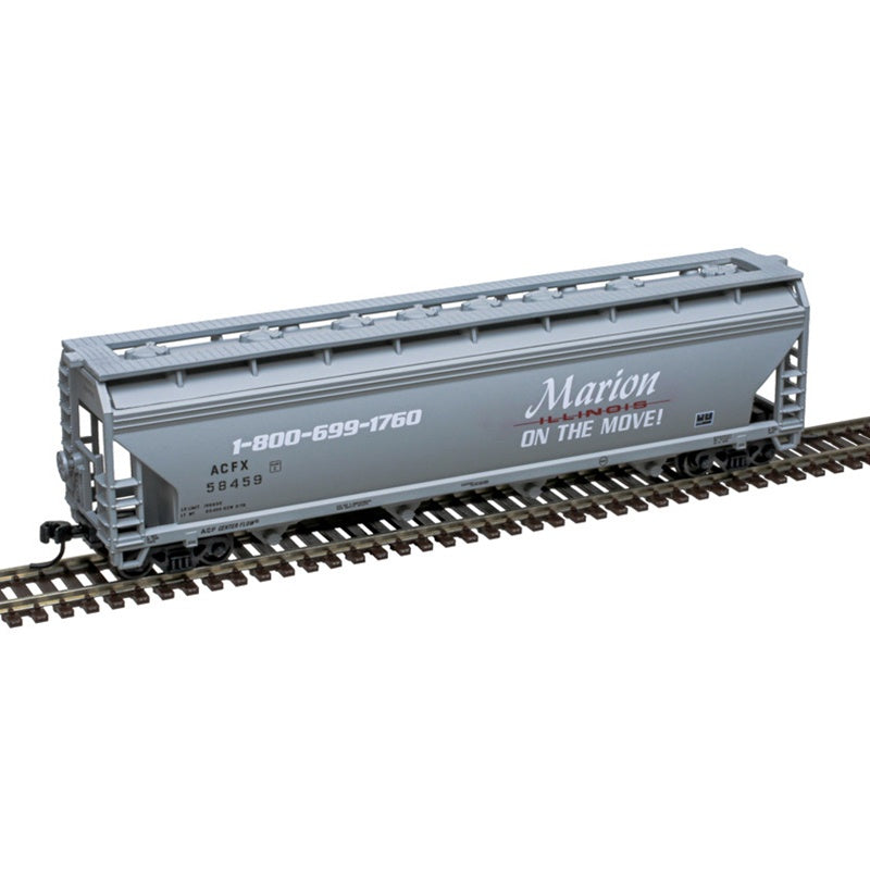 Atlas N ACF 5250 4-Bay Centerflow Hopper - Ready to Run -- Marion, IL ACFX #58401 (gray, white, red)
